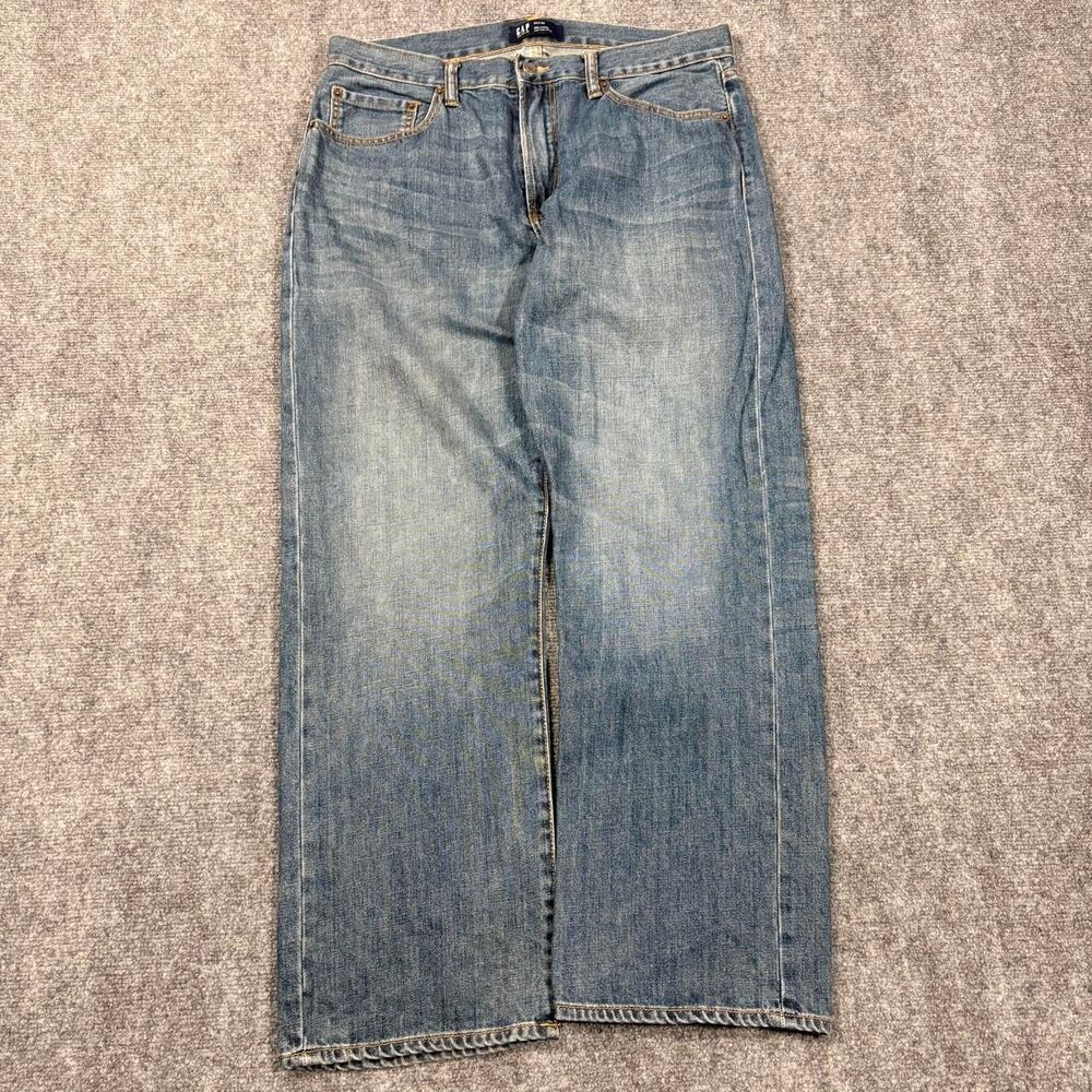 gap baggy relaxed fit straight leg blue jeans